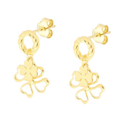 ORECCHINI QUADRIFOGLI PENDENTI IN ARGENTO 925 GALVANICA ORO