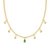 COLLANA CATENA GRUMETTA CON STELLE E GOCCIA CUBIC ZIRCONIA VERDE SMERALDO PENDENTI IN ARGENTO 925 GALVANICA ORO