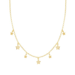 COLLANA CATENA ROLO DIAMANTATA CON STELLE PENDENTI IN ARGENTO 925 GALVANICA ORO