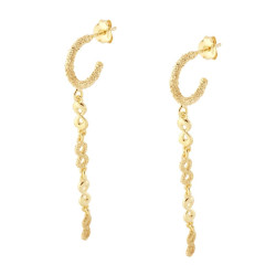 ORECCHINI CERCHIO DIAMANTATO CON CATENA INFINITO PENDENTE IN ARGENTO 925 GALVANICA ORO