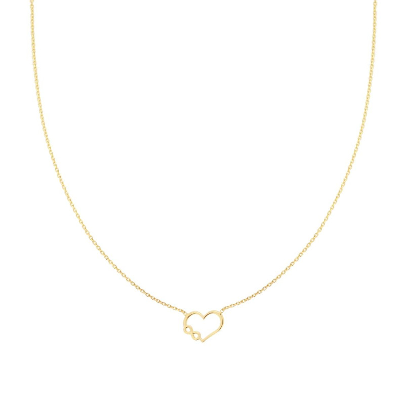 COLLANA CATENA FORZATINA DIAMANTATA CON CUORE E INFINITO IN ARGENTO 925 GALVANICA ORO