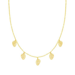 COLLANA CATENA FORZATINA CON FOGLIE MONSTERA IN ARGENTO 925 GALVANICA ORO