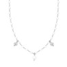 COLLANA CATENA CON PERLE VETRO PERLATO E PALLINE PENDENTI IN ARGENTO 925 GALVANICA RODIO