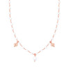 COLLANA CATENA CON PERLE VETRO PERLATO E PALLINE PENDENTI IN ARGENTO 925 GALVANICA ROSA