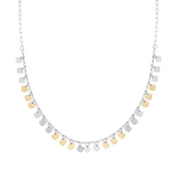 COLLANA CATENA FORZATINA ALLUNGATA CON CUORI PLAIN PENDENTI IN ARGENTO 925 GALVANICA RODIO E ORO