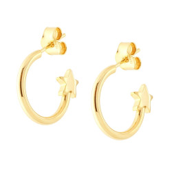 ORECCHINI CERCHIO CON STELLA IN ARGENTO 925 GALVANICA ORO