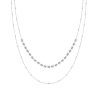 COLLANA DUE FILI CATENA FORZATINA DIAMANTATA E PALLINE LISCE FIORI IN ARGENTO 925 GALVANICA RODIO