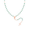 COLLANA ROSARIO CM 50 CON GRANI IN CRYSTAL MM 3.5 COLORE VERDE SMERALDO IN ARGENTO 925 GALVANICA ROSA