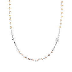 COLLANA ROSARIO MODELLO GIROCOLLO CM 50 CON CRYSTAL TOPAZIO BOREALE MM 3.5 IN ARGENTO 925 GALVANICA RODIO