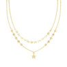 COLLANA DUE FILI CATENA ROLO CON STELLE DIAMANTATE E LISCE IN ARGENTO 925 GALVANICA ORO