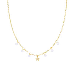 COLLANA CATENA ROLO DIAMANTATA CON STELLA E CUBIC ZIRCONIA BIANCHI PENDENTI IN ARGENTO 925 GALVANICA ORO