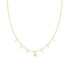 COLLANA CATENA ROLO DIAMANTATA CON STELLA E CUBIC ZIRCONIA BIANCHI PENDENTI IN ARGENTO 925 GALVANICA ORO