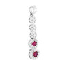 CIONDOLO TENNIS FIORI CON TONDI ROSSO RUBINO CONTORNATI DA CUBIC ZIRCONIA BIANCHI IN ARGENTO 925 GALVANICA RODIO