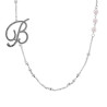 COLLANA CATENA ROLO CON PALLINE E PERLE BIANCHE CON LETTERA INIZIALE NOME GLITTER GRIGIO ACCIAIO E BRONZO