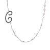 COLLANA CATENA ROLO CON PALLINE E PERLE BIANCHE CON LETTERA INIZIALE NOME GLITTER GRIGIO ACCIAIO E BRONZO