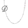 COLLANA CATENA ROLO CON PALLINE E PERLE BIANCHE CON LETTERA INIZIALE NOME GLITTER GRIGIO ACCIAIO E BRONZO