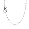 COLLANA CATENA ROLO CON PALLINE E PERLE BIANCHE CON LETTERA INIZIALE NOME GLITTER GRIGIO ACCIAIO E BRONZO