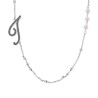 COLLANA CATENA ROLO CON PALLINE E PERLE BIANCHE CON LETTERA INIZIALE NOME GLITTER GRIGIO ACCIAIO E BRONZO