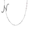 COLLANA CATENA ROLO CON PALLINE E PERLE BIANCHE CON LETTERA INIZIALE NOME GLITTER GRIGIO ACCIAIO E BRONZO