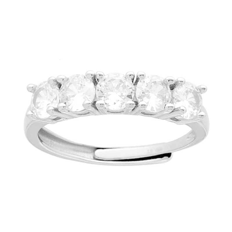 ANELLO VERETTA CON CUBIC ZIRCONIA BIANCHI MM 4 IN ARGENTO 925 GALVANICA RODIO