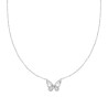 COLLANA CATENA FORZATINA CON FARFALLA E CUBIC ZIRCONIA BIANCHI IN ACCIAIO E OTTONE