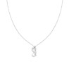 COLLANA CATENA FORZATINA CON GATTO E CRYSTAL BIANCHI IN ACCIAIO