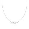 COLLANA CATENA FORZATINA CON TRE FARFALLE E CRYSTAL BIANCHI IN ACCIAIO E OTTONE