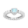 ANELLO ETERNITY VERETTA A GIRO CON CUBIC ZIRCONIA BIANCHI CON CUORE ACQUAMARINA IN ARGENTO 925 GALVANICA RODIO