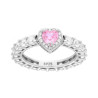 ANELLO ETERNITY VERETTA A GIRO CON CUBIC ZIRCONIA BIANCHI CON CUORE ROSA IN ARGENTO 925 GALVANICA RODIO