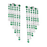 ORECCHINI CHANDELIER SEI FILI DEGRADE TENNIS CON CUBIC ZIRCONIA VERDE SMERALDO E BIANCHI ALTERNATI IN ARGENTO 925 GALVANICA RODI