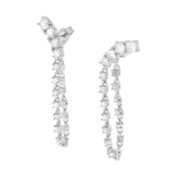 ORECCHINI CATENA TENNIS CON CUBIC ZIRCONIA BIANCHI IN ARGENTO 925 GALVANICA RODIO