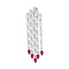 ORECCHINO LUNGO CHANDELIER CINQUE FILI TENNIS CON CUBIC ZIRCONIA BIANCHI E ROSSO RUBINO MARQUISE IN ARGENTO 925 GALVANICA RODIO