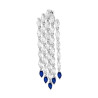 ORECCHINO LUNGO CHANDELIER CINQUE FILI TENNIS CON CUBIC ZIRCONIA BIANCHI E BLU ZAFFIRO MARQUISE IN ARGENTO 925 GALVANICA RODIO
