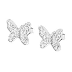 ORECCHINI FARFALLA CON CUBIC ZIRCONIA BIANCHI IN ARGENTO 925 GALVANICA RODIO