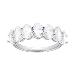 ANELLO VERETTA CON CUBIC ZIRCONIA BIANCHI OVALI MM 6 IN ARGENTO 925 GALVANICA RODIO