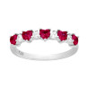 ANELLO VERETTA CUORI CUBIC ZIRCONIA ROSSO RUBINO ALTERNATI A TONDI BIANCHI IN ARGENTO 925 GALVANICA RODIO