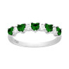 ANELLO VERETTA CUORI CUBIC ZIRCONIA VERDE SMERALDO ALTERNATI A TONDI BIANCHI IN ARGENTO 925 GALVANICA RODIO