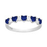 ANELLO VERETTA CUORI CUBIC ZIRCONIA BLU ZAFFIRO ALTERNATI A TONDI BIANCHI IN ARGENTO 925 GALVANICA RODIO