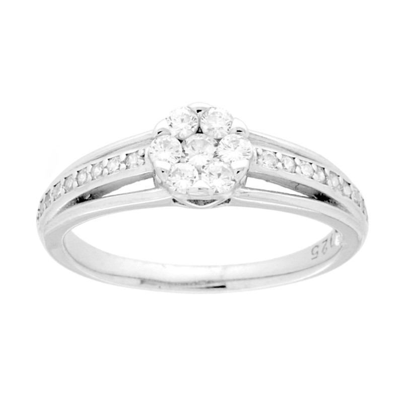 ANELLO SOLITARIO CON CUBIC ZIRCONIA BIANCO IN ARGENTO 925 GALVANICA RODIO