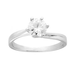 ANELLO SOLITARIO CON CUBIC ZIRCONIA BIANCO IN ARGENTO 925 GALVANICA RODIO
