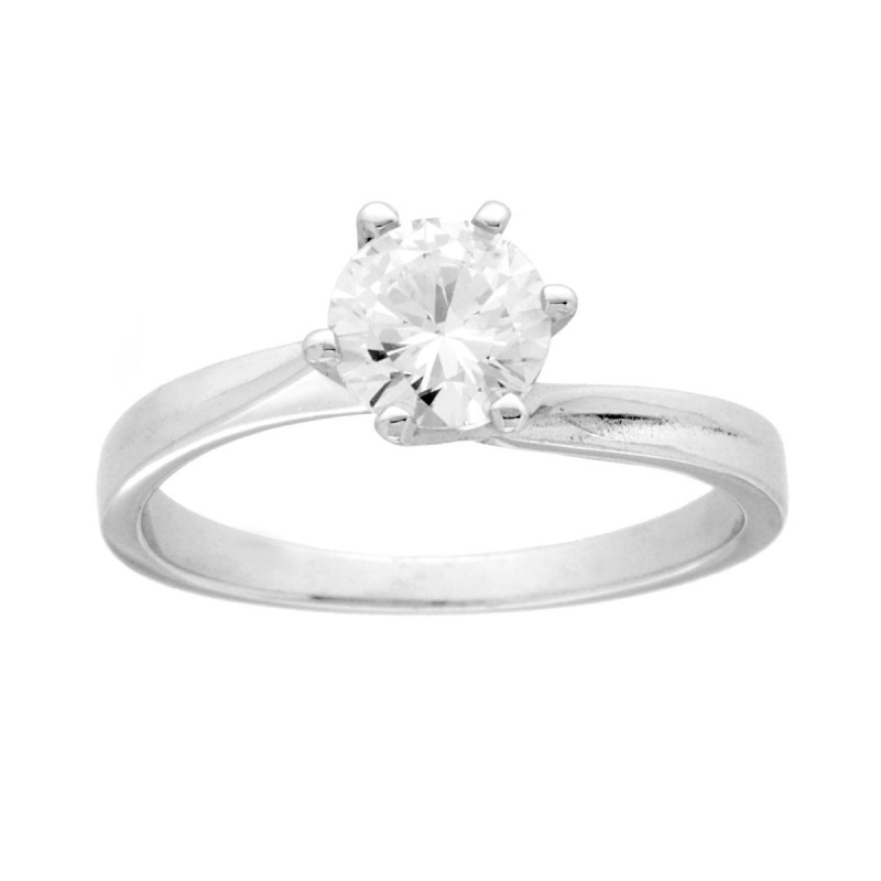 ANELLO SOLITARIO CON CUBIC ZIRCONIA BIANCO IN ARGENTO 925 GALVANICA RODIO