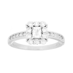 ANELLO SOLITARIO CON CUBIC ZIRCONIA BIANCO RETTANGOLARE IN ARGENTO 925 GALVANICA RODIO