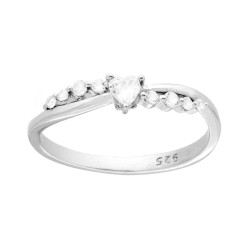 ANELLO CUORE E FILO CUBIC ZIRCONIA BIANCO IN ARGENTO 925 GALVANICA RODIO