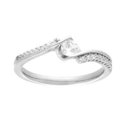 ANELLO SOLITARIO CON CUBIC ZIRCONIA BIANCHI IN ARGENTO 925 GALVANICA RODIO