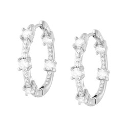 ORECCHINI CERCHIO CON CUBIC ZIRCONIA BIANCHI IN ARGENTO 925 GALVANICA RODIO