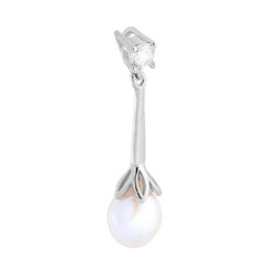 CIONDOLO PUNTO LUCE BIANCO CON PERLA DI FIUME PENDENTE IN ARGENTO 925 GALVANICA RODIO