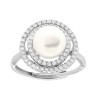 ANELLO PERLA DI FIUME CON CUBIC ZIRCONIA BIANCHI IN ARGENTO 925 GALVANICA RODIO