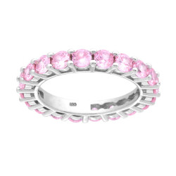 ANELLO ETERNITY VERETTA A GIRO CON CUBIC ZIRCONIA ROSA MM 3 IN ARGENTO 925 GALVANICA RODIO