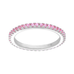 ANELLO ETERNITY VERETTA A GIRO CON CUBIC ZIRCONIA ROSA MM 1.5 IN ARGENTO 925 GALVANICA RODIO