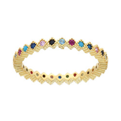 ANELLO ETERNITY VERETTA CON CUBIC ZIRCONIA MULTICOLOR IN ARGENTO 925 GALVANICA ORO